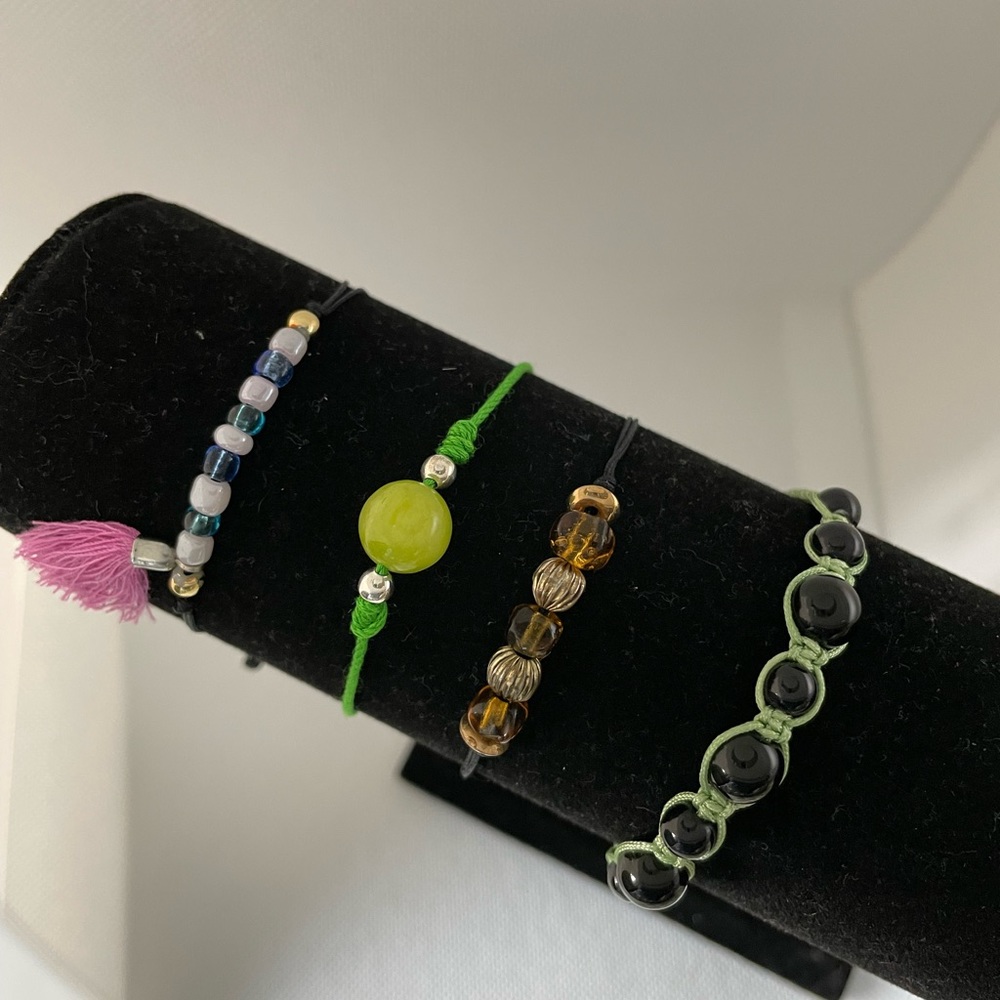 4 strands with beads adjustable macrame bracelet